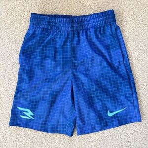 🏀 Nike Dri-FIT Blue Grid Athletic Shorts (Kids’ Size S 8–10Y)